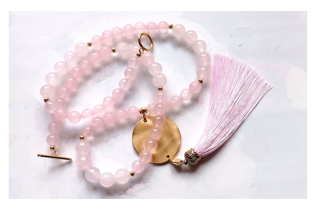 Collana in quarzo rosa - immagine 2