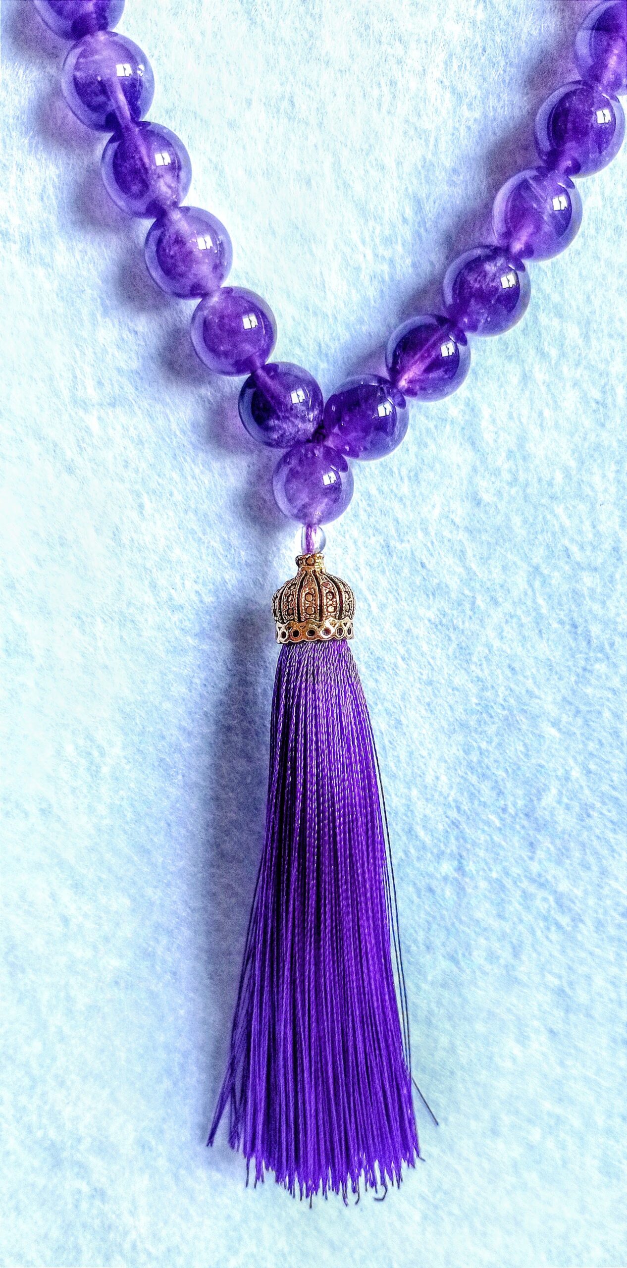 Collana "Methis" in ametista e pendente nappina - immagine 2