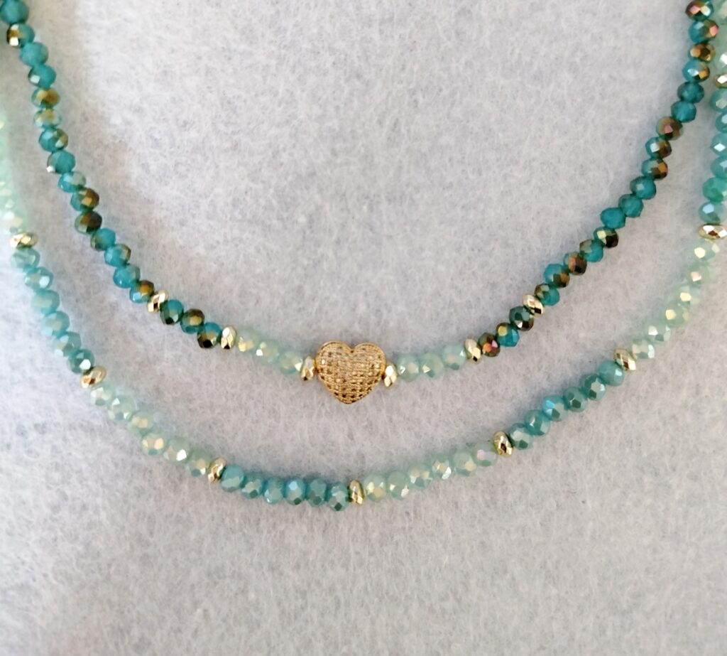 Collana doppio filo "Armonia" colore Tiffany