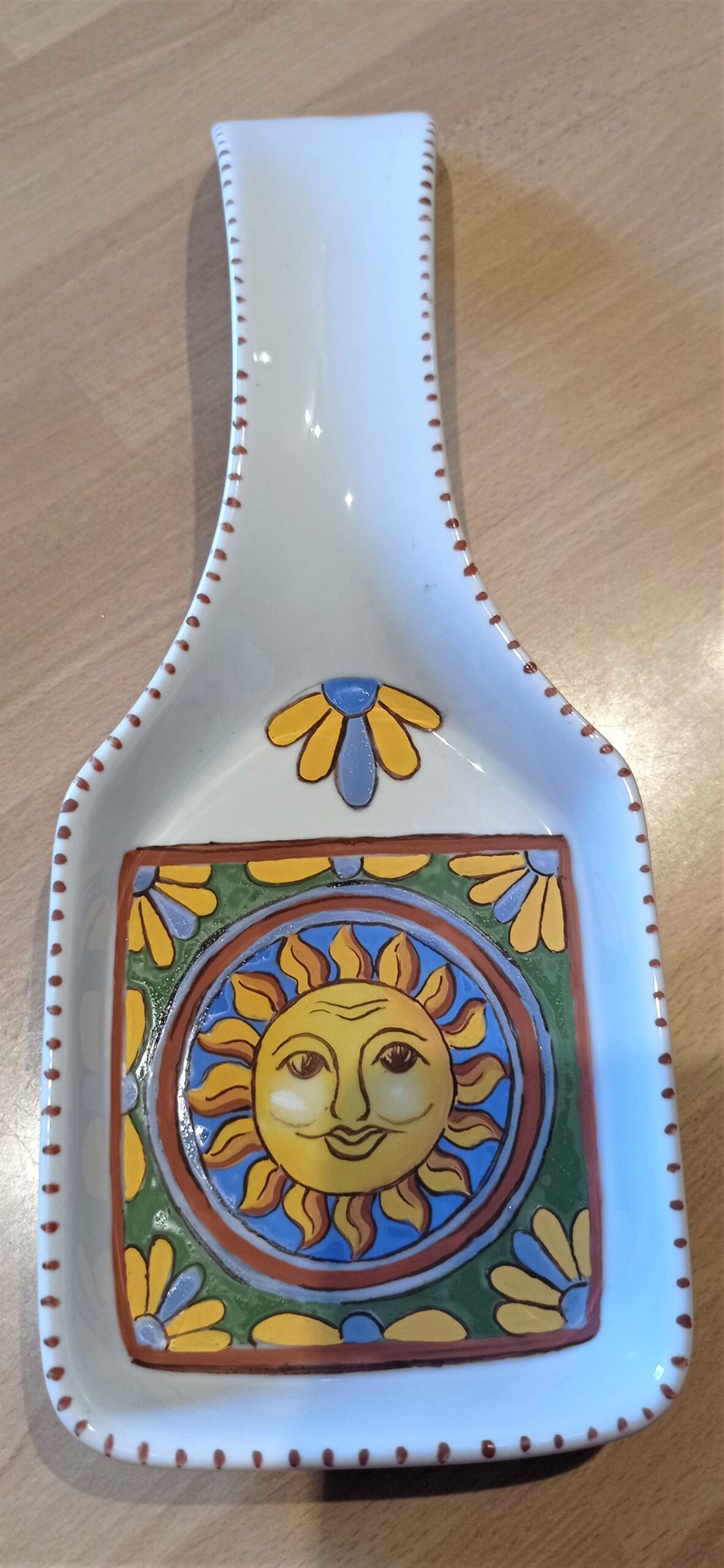 Poggia mestoli "Sole mediterraneo" dipinto a mano