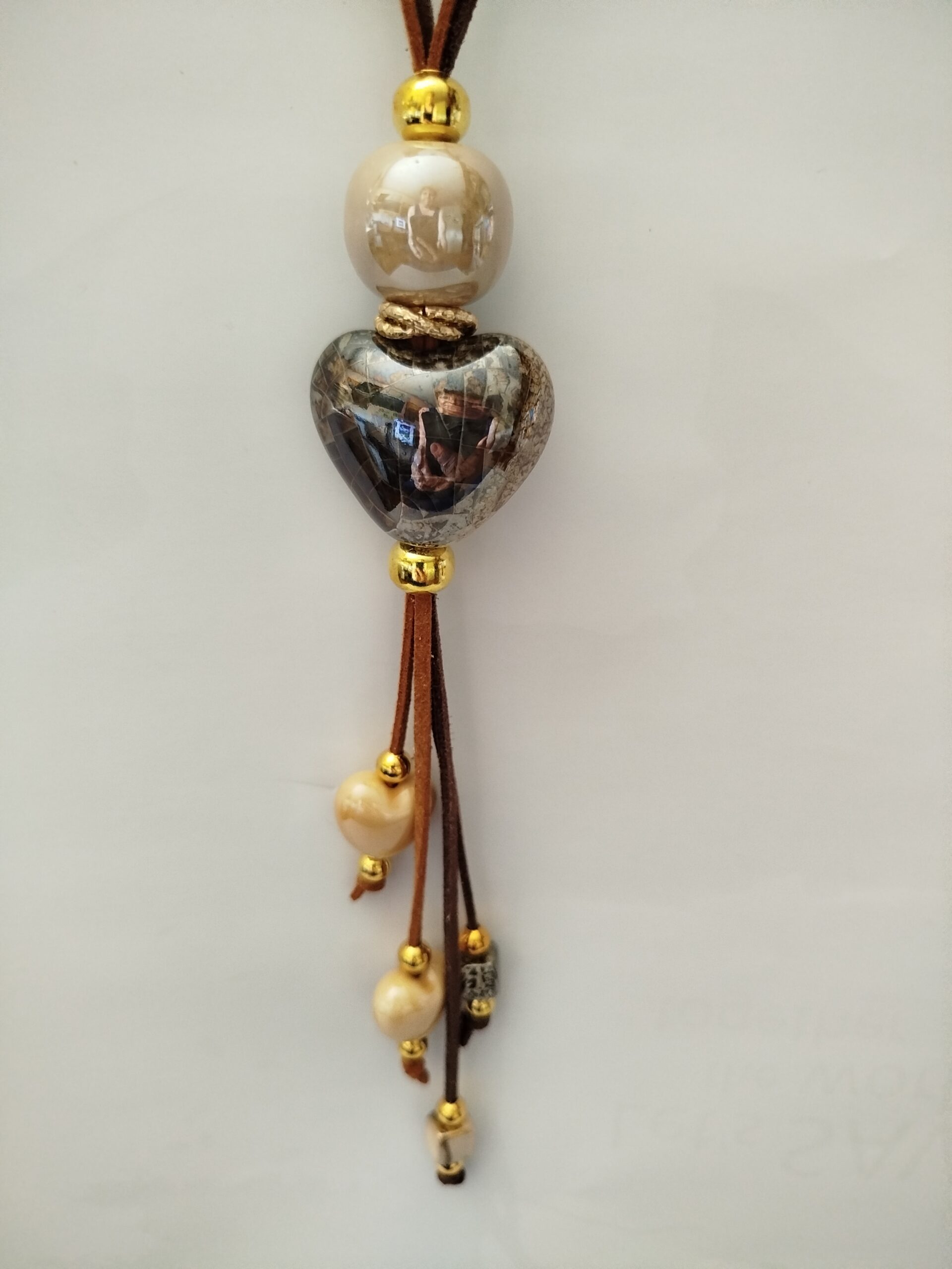 Collana "Lipari" in ceramica ed alcantara - immagine 2