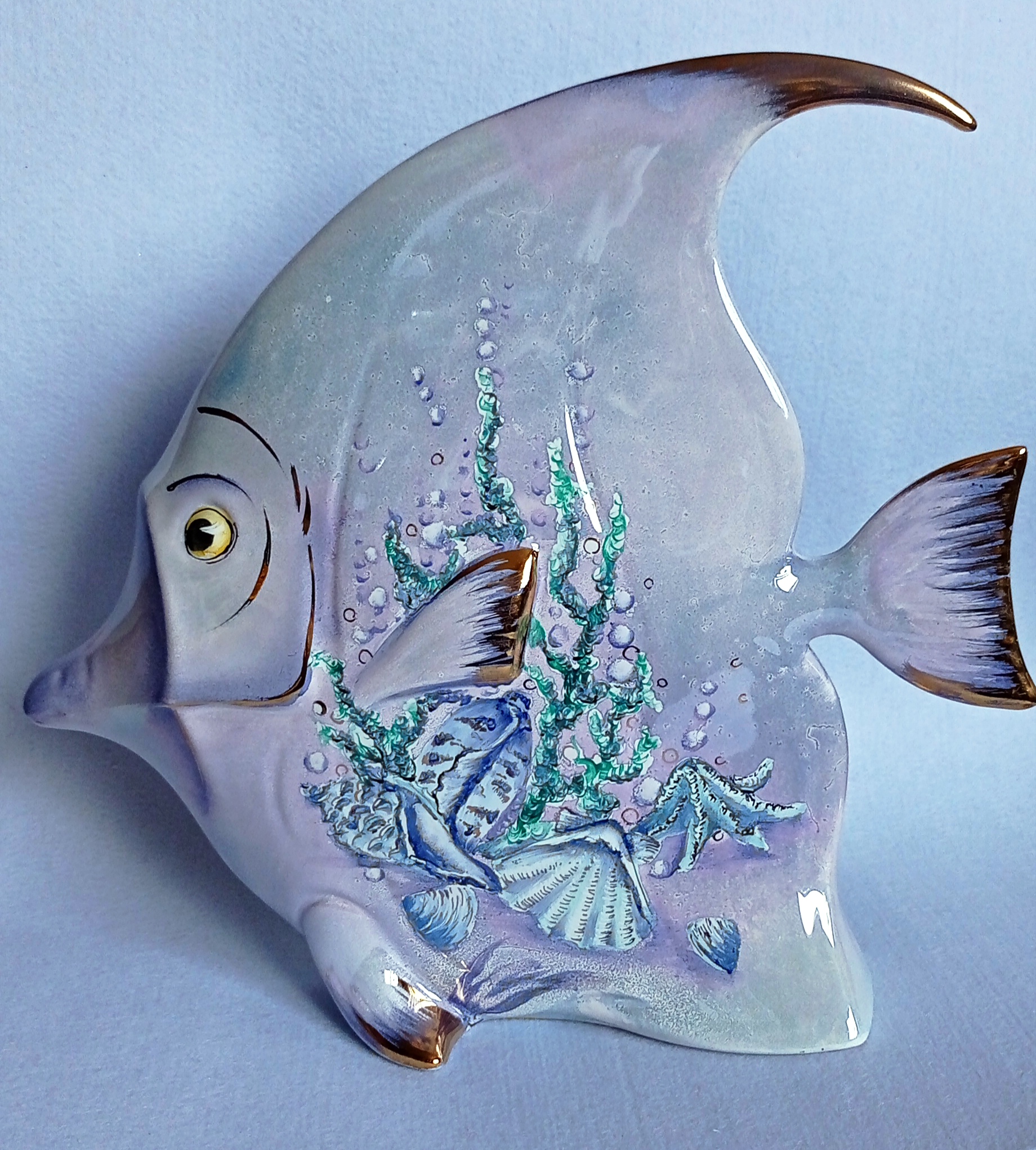 Pesce grande in Porcellana "Kyma" dipinto a mano - immagine 2