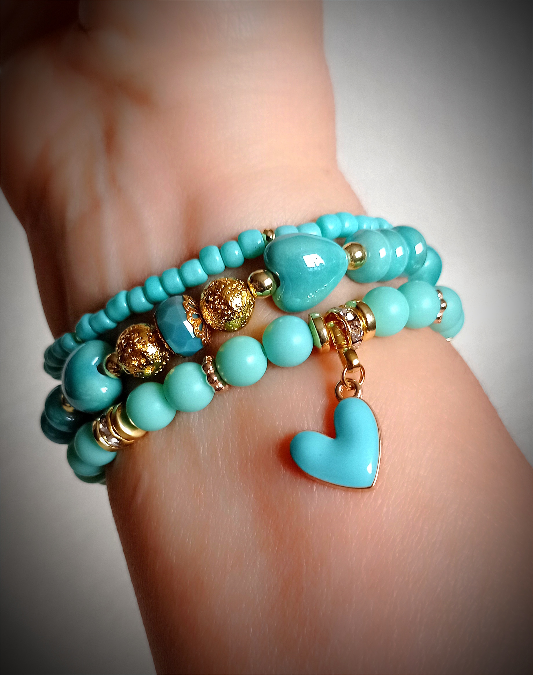 Bracciale "Pearl Fusion Tris" colore Tiffany