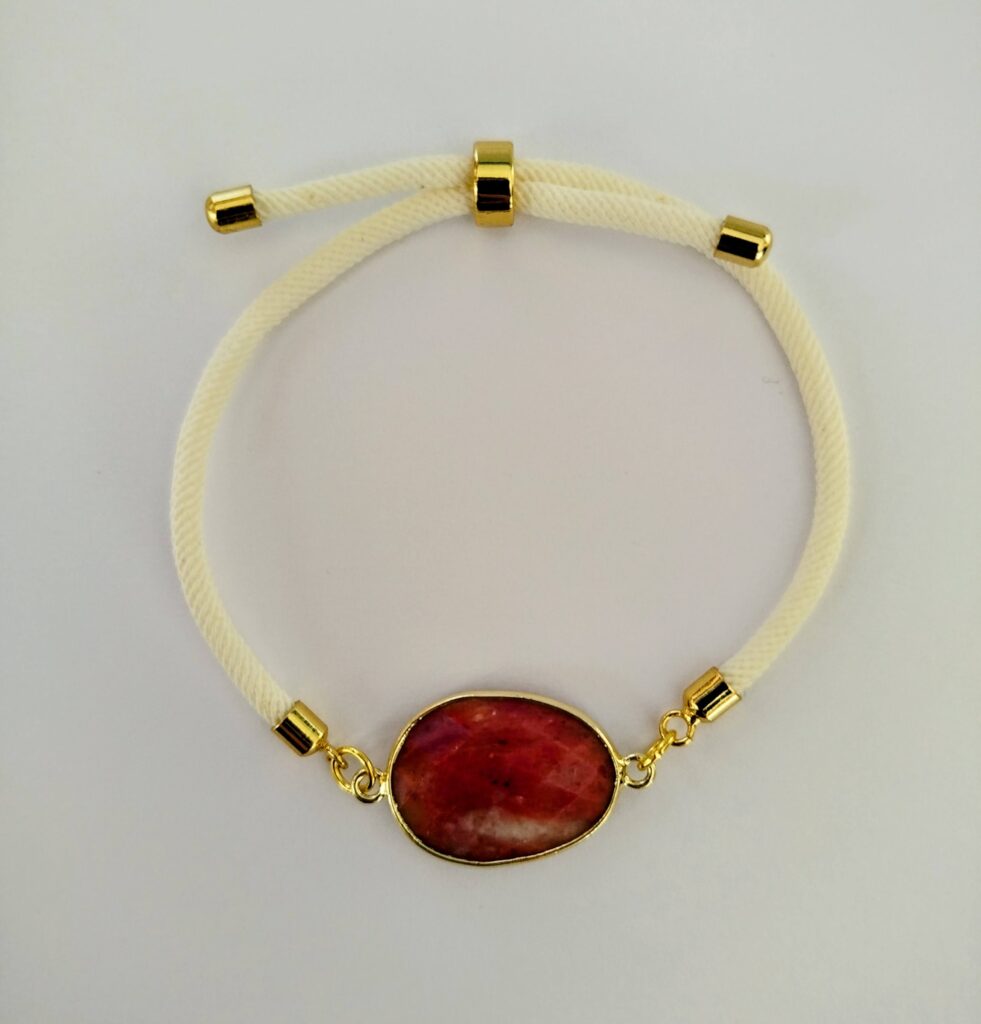 Bracciale Regolabile in Cordino con Pietra Ovale