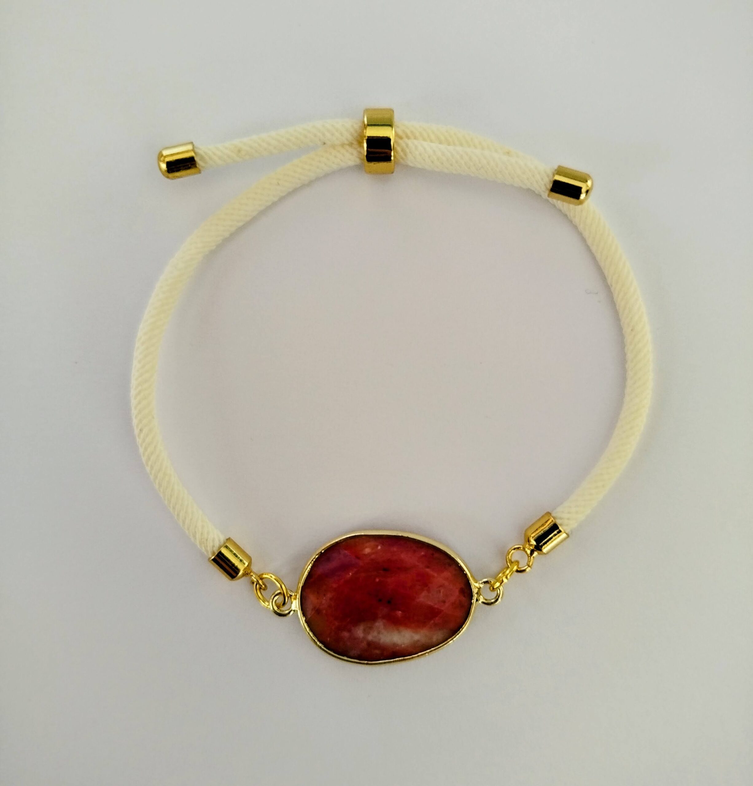 Bracciale Regolabile in Cordino con Pietra Ovale